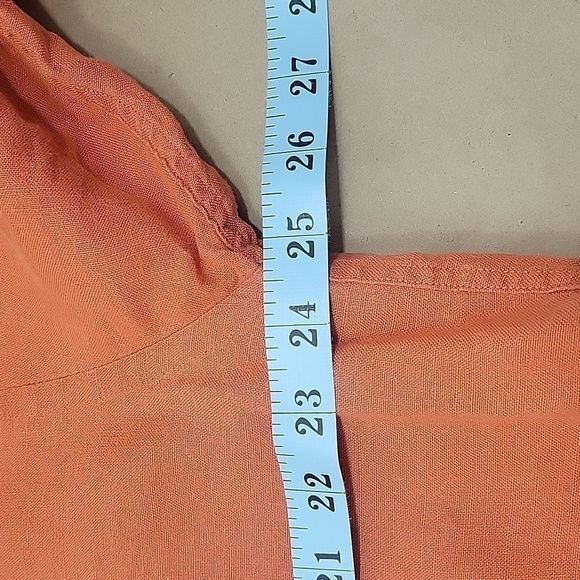 Joseph & Lyman, Size L, Burnt Orange Italian Linen Button Down Shirt Long Sleeve - Picture 6 of 11